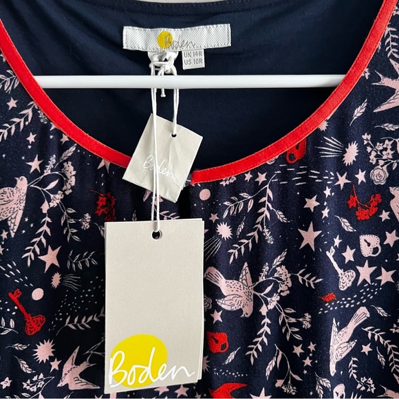 Boden Claire Bird Lock Key print Jersey dress sz US 10 R - Picture 9 of 9